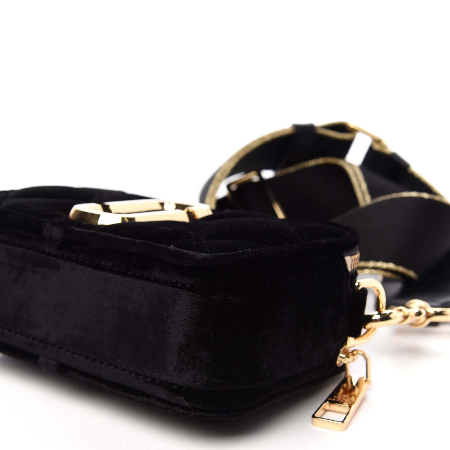 Marc Jacobs Velvet Quilted Jewel Top Handle Snapshot Crossbody Bag Black 11 of 12