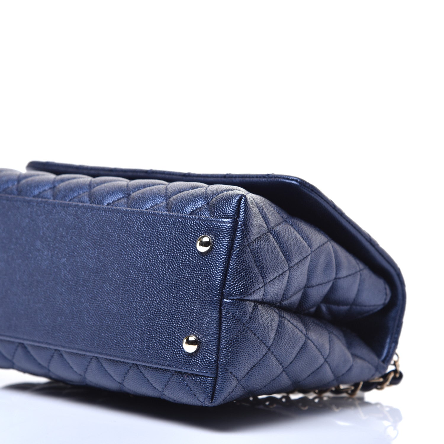 Chanel Iridescent Caviar Quilted Small Coco Handle Flap Dark Blue 8 of 9