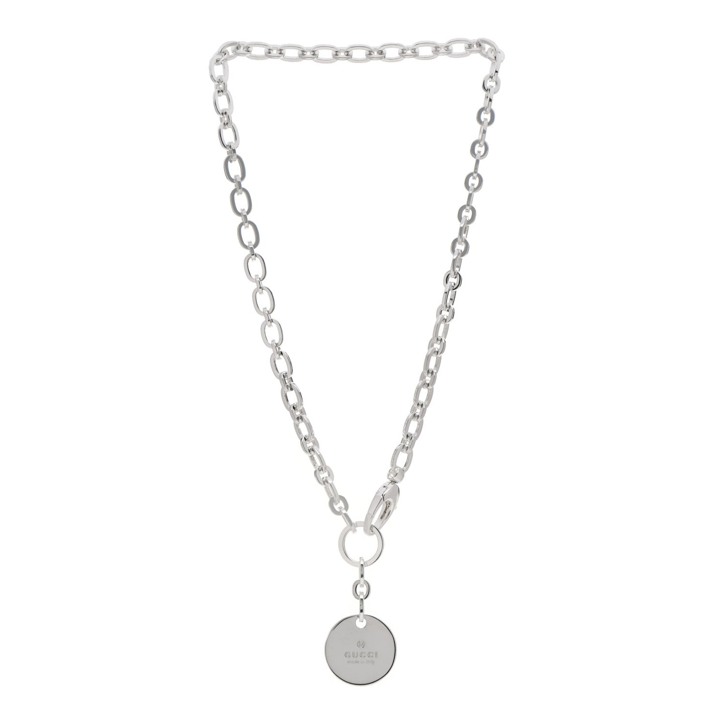 Sterling Silver Round Logo Pendant Necklace