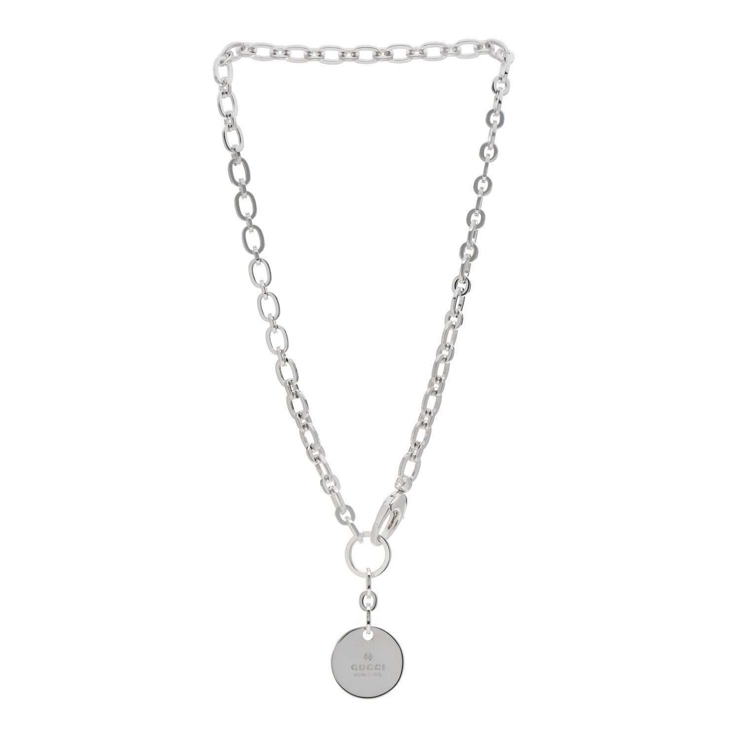 Gucci Sterling Silver Round Logo Pendant Necklace 3 of 5