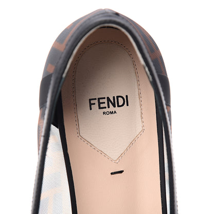 Fendi Mesh FF Skimmer Ballerina Flats 40 Tobacco Moro Black 8 of 10