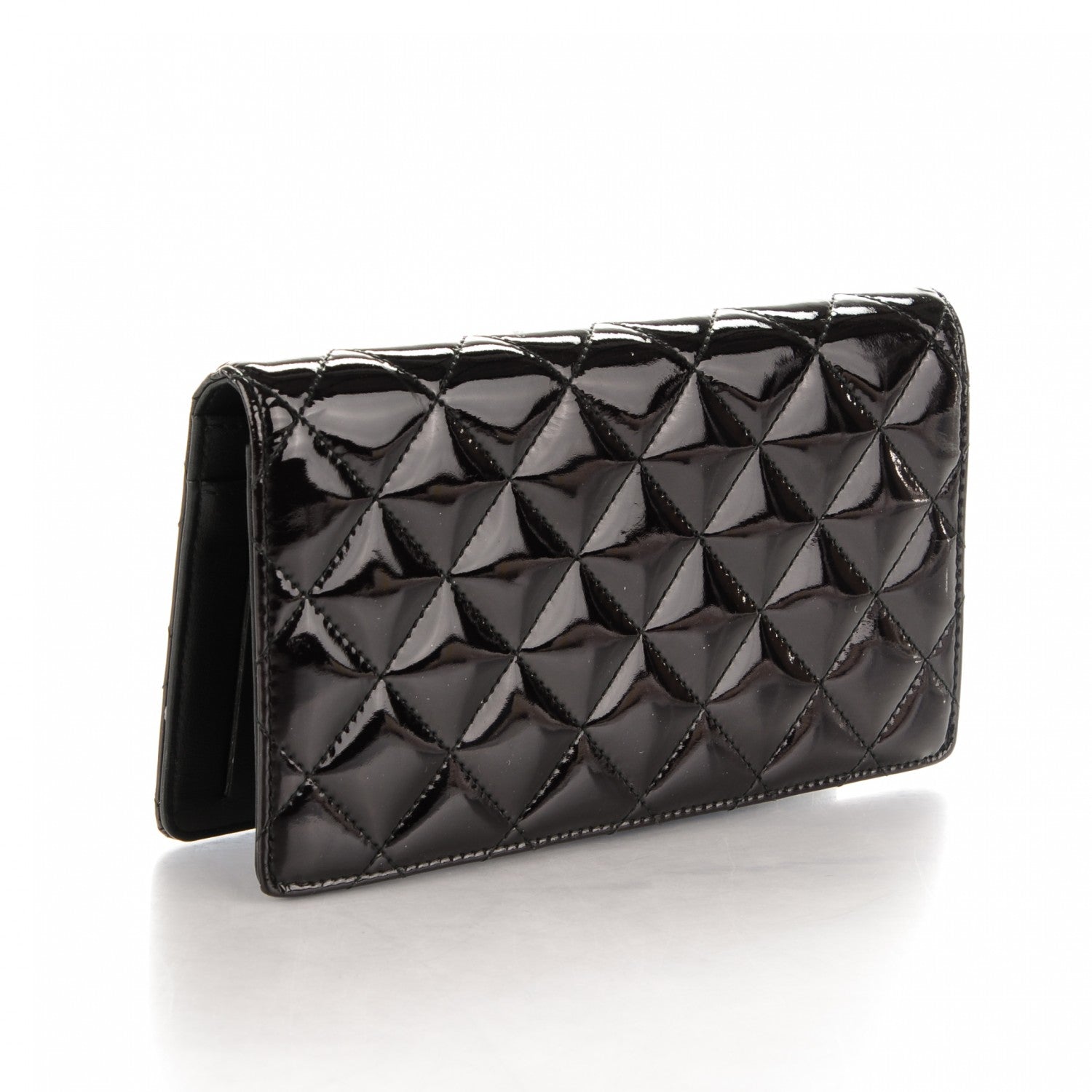 Chanel Patent Quilted Brilliant Yen Wallet Dark Purple 3 of 8