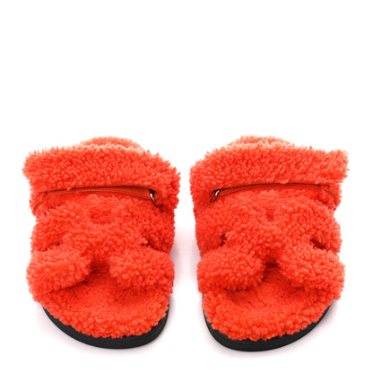 Hermes Woolskin Womens Chypre Sandals 35.5 Orange 2 of 8