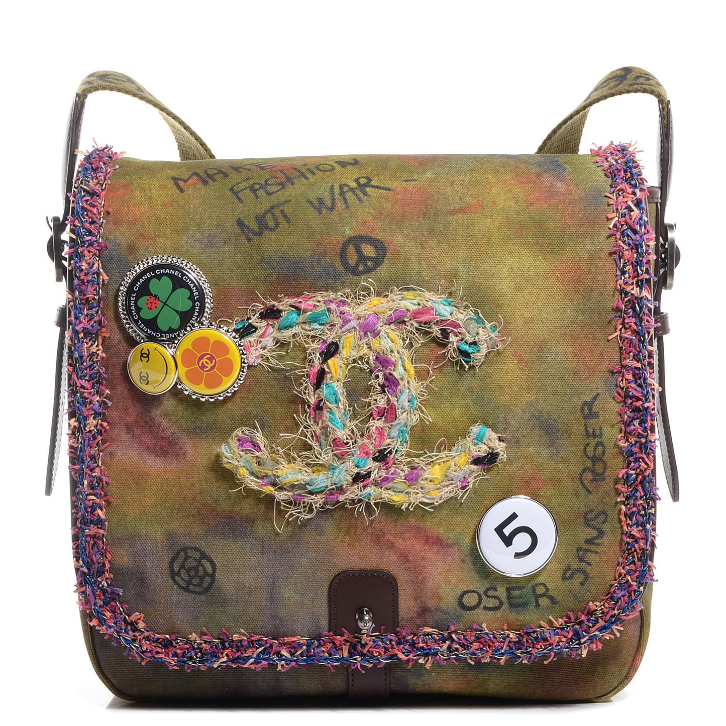 Washed Toile Graffiti On The Pavements Messenger Khaki Multicolor