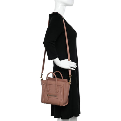 Celine Drummed Calfskin Nano Luggage Antique Rose 2 of 16