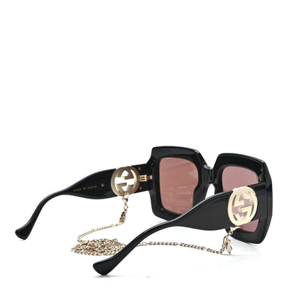 Gucci Acetate Square Frame Chain Sunglasses GG1022S Black 4 of 7