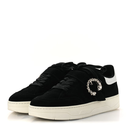 Jimmy Choo Suede Crystal Osaka Oakland Sneaker 41 Black White 4 of 11
