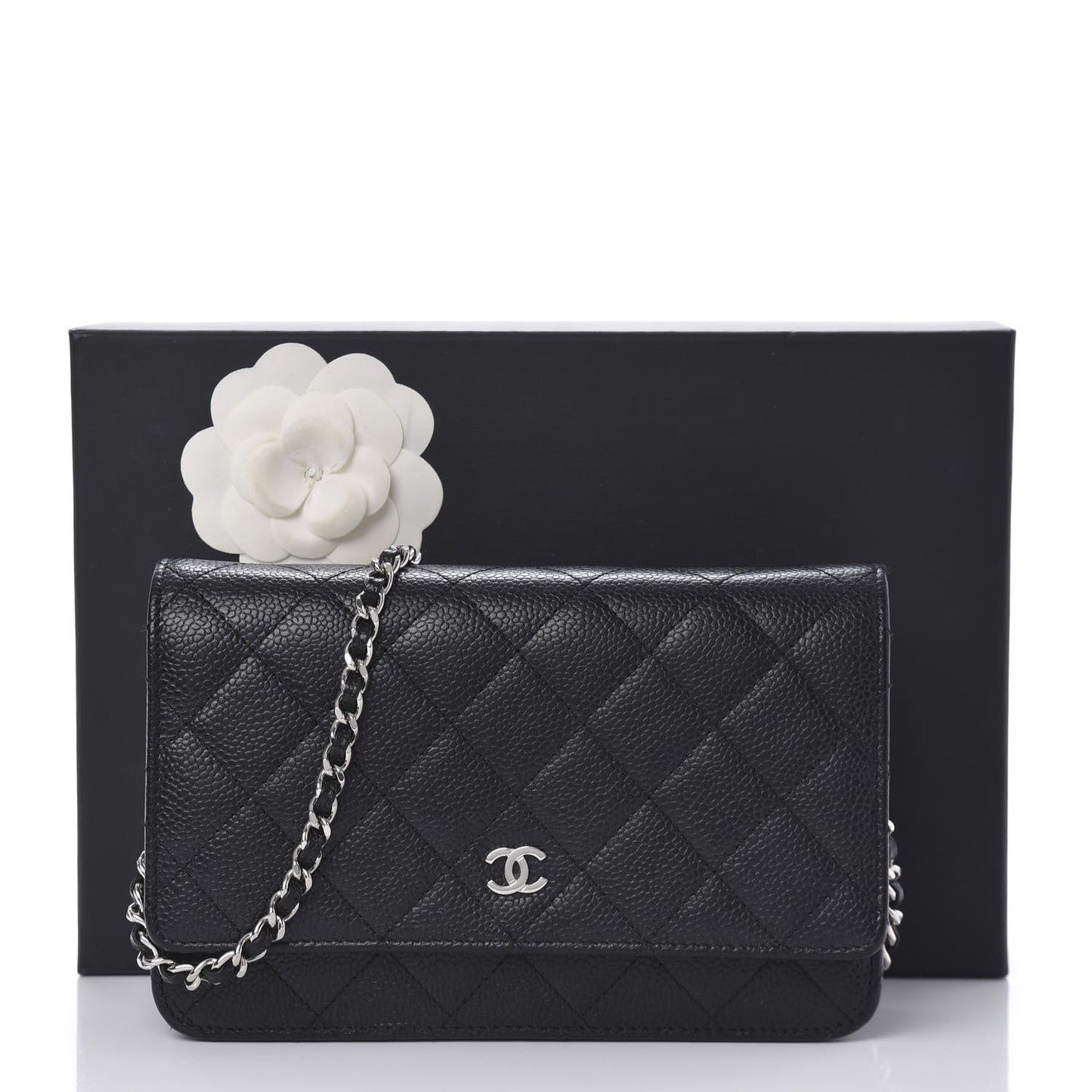 Caviar Quilted Wallet On Chain WOC Black