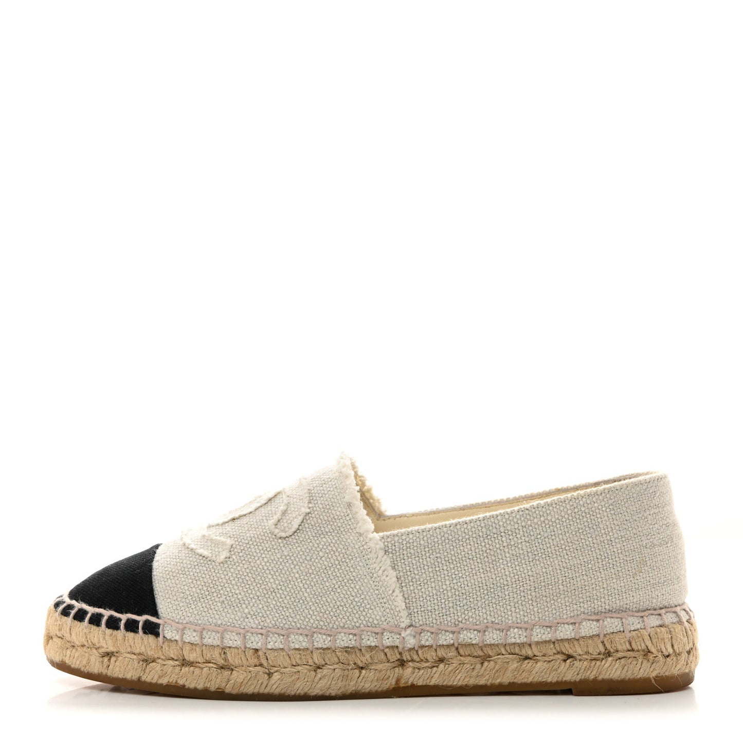 Linen CC Espadrilles 38 Beige Black
