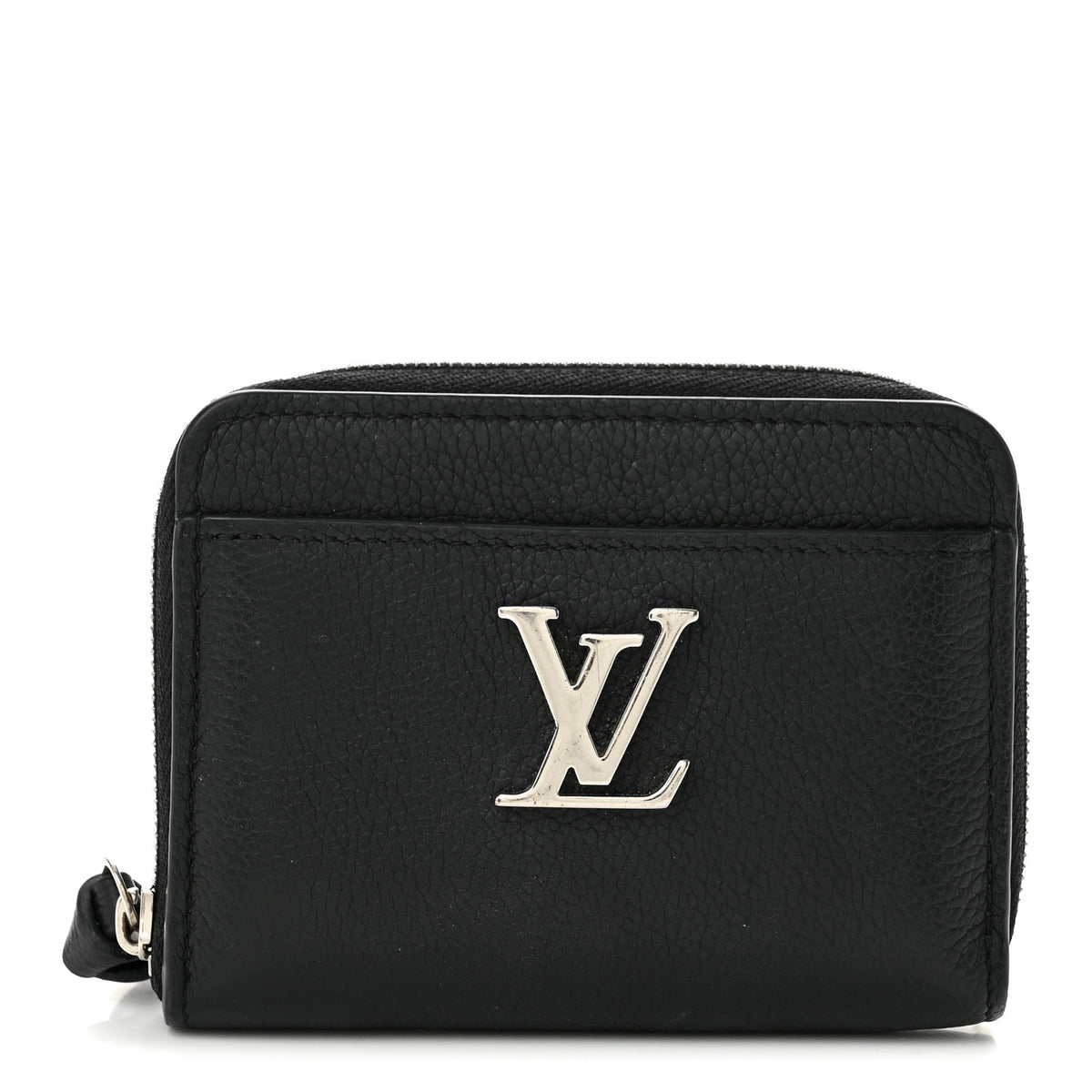 Calfskin Lockme Zippy Coin Purse Black