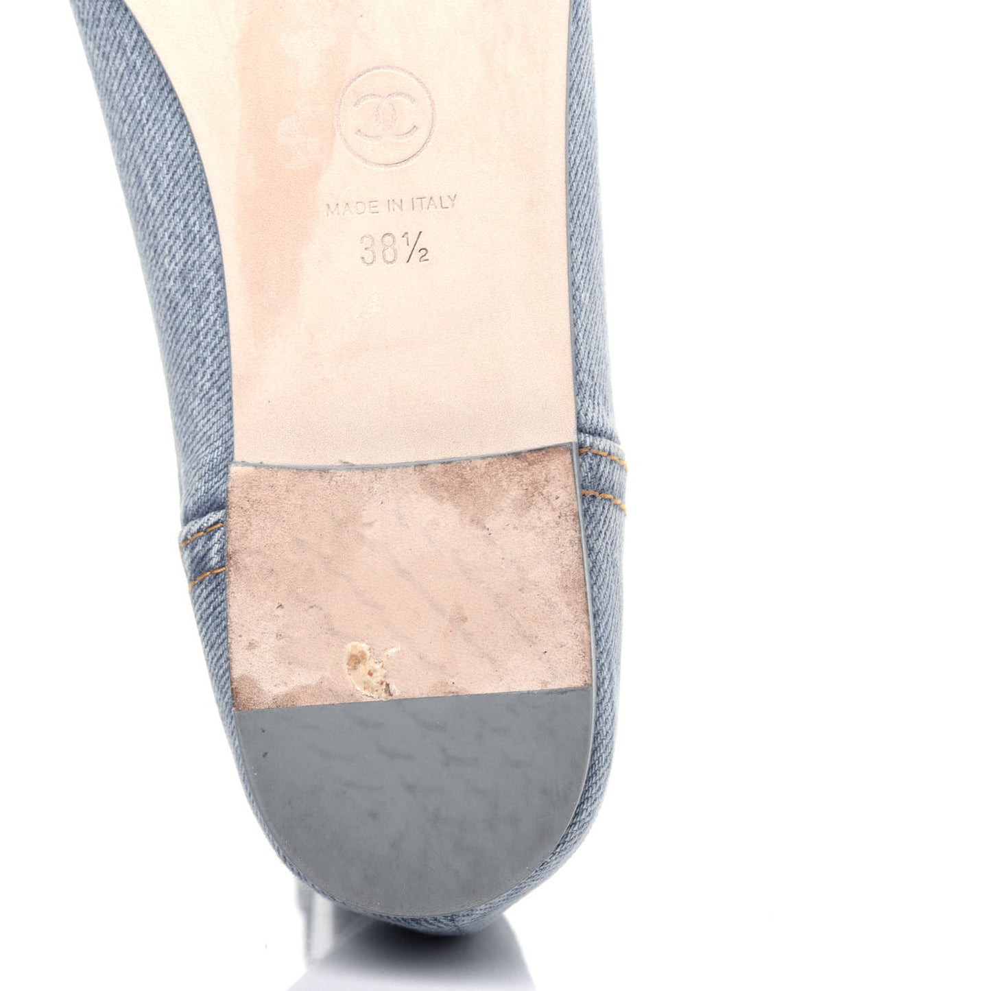 Denim CC Cap Toe Ballerina Flats 38.5 Light Blue