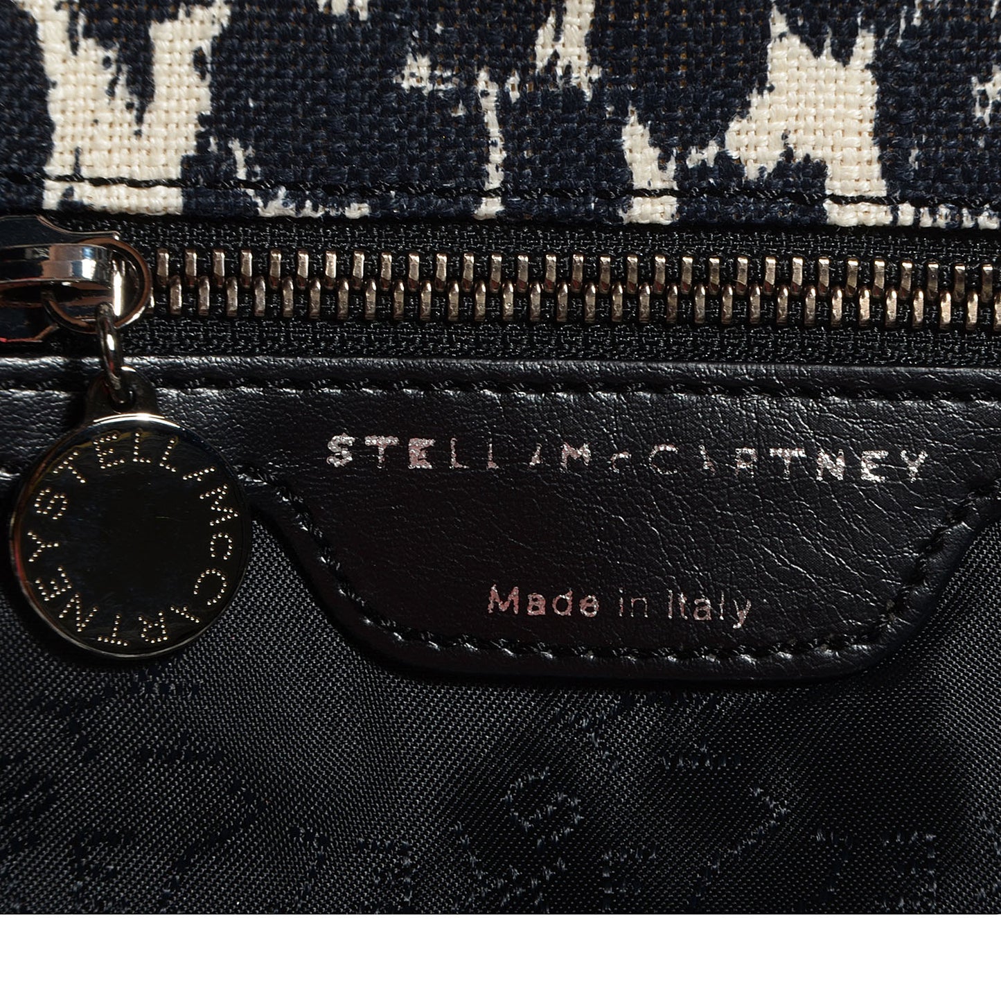 Linen Leopard Small Falabella Tote Navy