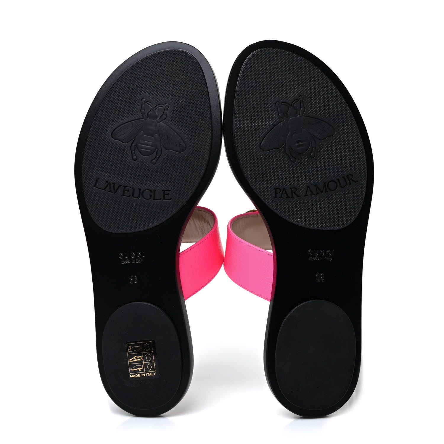 Gucci Calfskin GG Marmont Thong Sandals 36 Fuxia Fluo 4 of 4