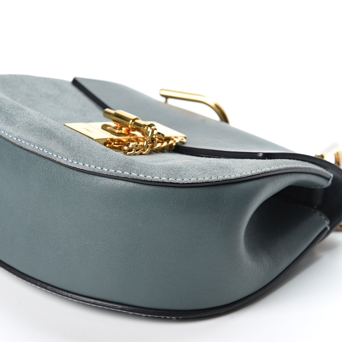 Suede Smooth Calfskin Mini Drew Shoulder Bag Cloudy Blue