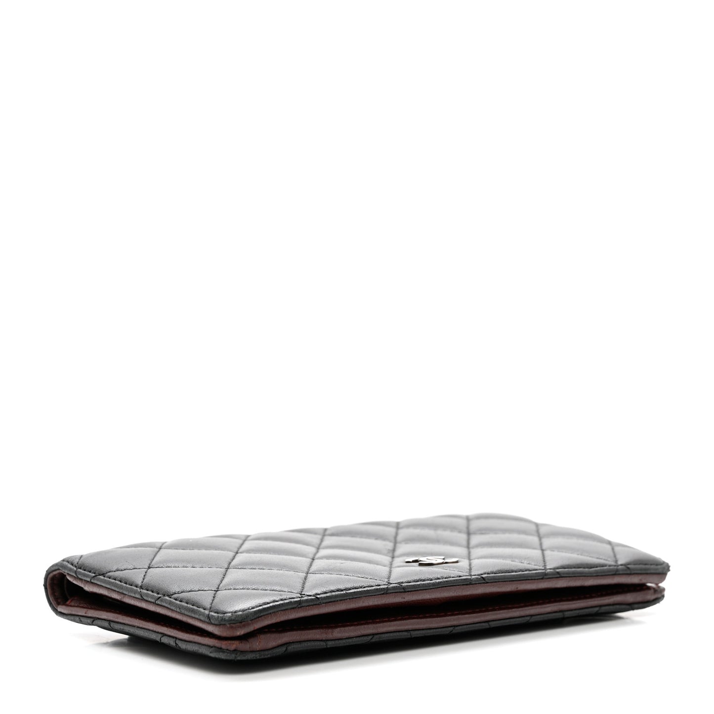 Lambskin Quilted Yen Wallet Black