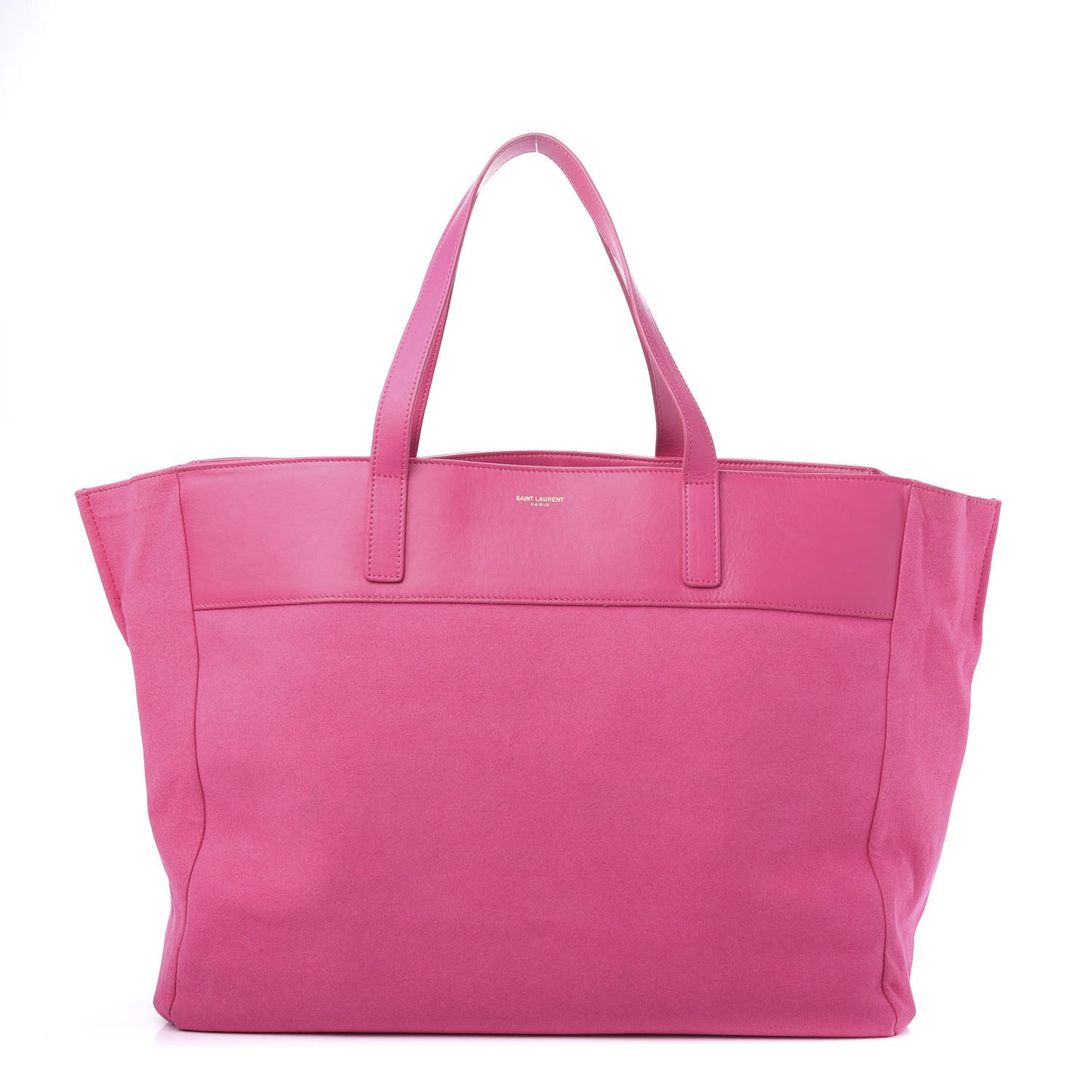 Calfskin Suede Reversible East West Shopper Tote Fuchsia