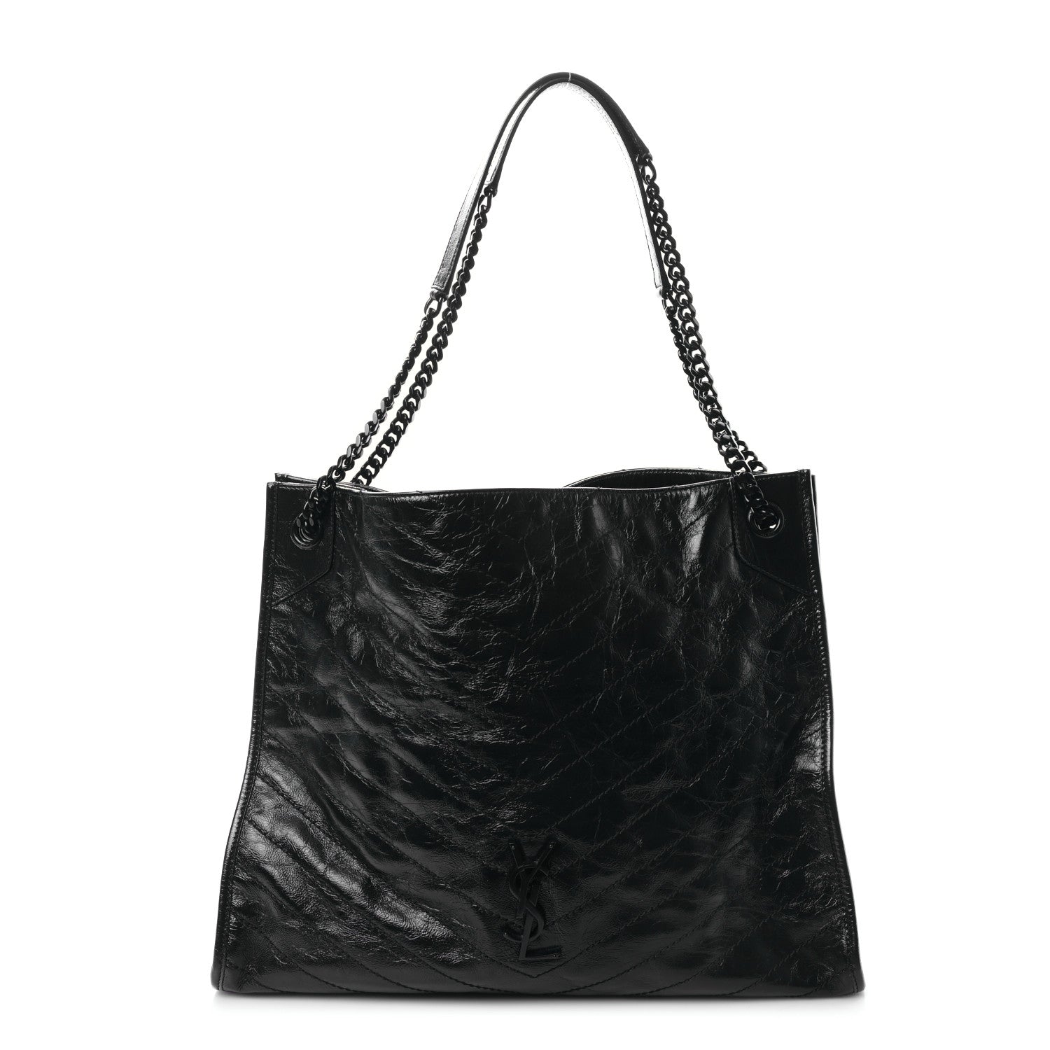 Saint Laurent Crinkled Calfskin Matelasse Monogram Large Niki Shopper Tote Black 1 of 8