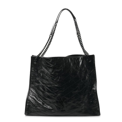 Saint Laurent Crinkled Calfskin Matelasse Monogram Large Niki Shopper Tote Black 1 of 8