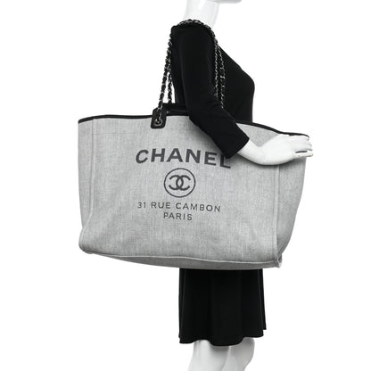 Chanel Woven Straw Raffia Extra Large Deauville Tote Grey 2 of 11