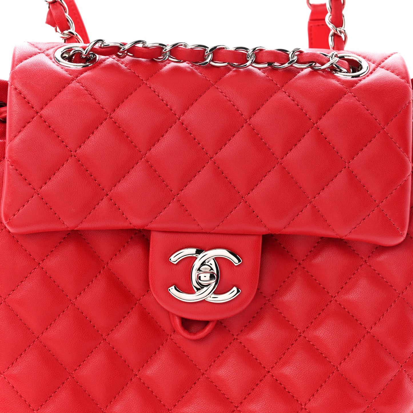 Lambskin Quilted Small Urban Spirit Backpack Red