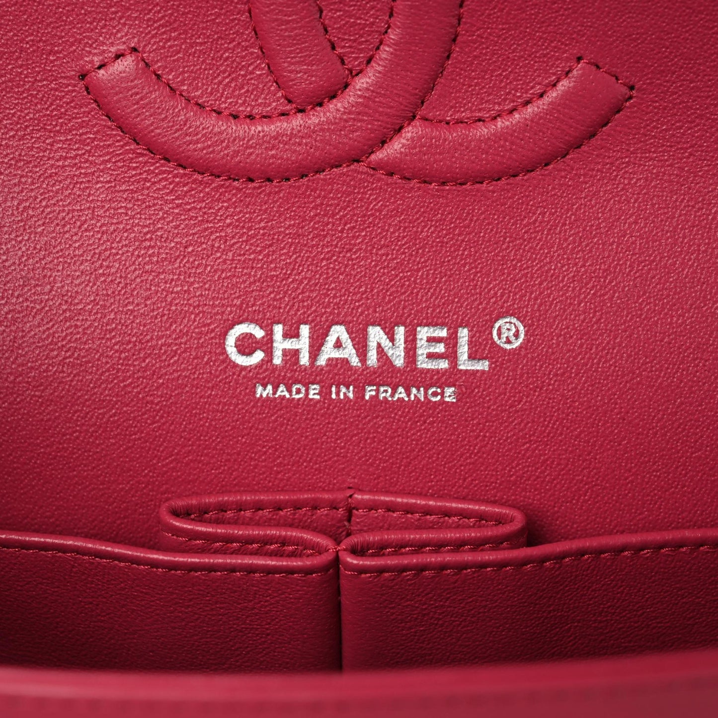 Lambskin Quilted Medium Double Flap Dark Pink