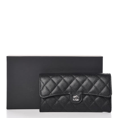Chanel Caviar Quilted Large Gusset Flap Wallet Black 11 of 11