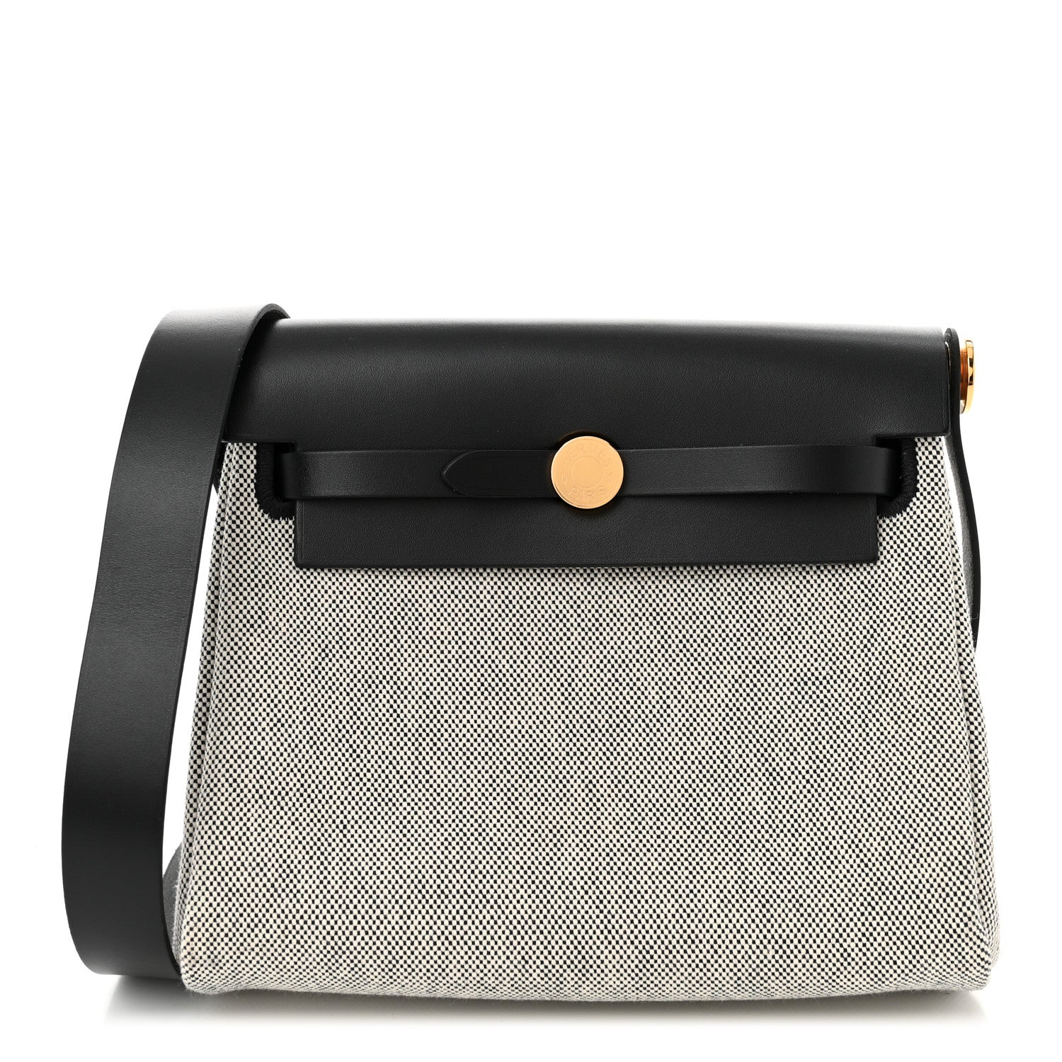 Hermes Military Toile Vache Hunter Herbag Zip Retourne 20 Ecru Black 1 of 11