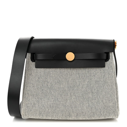 Hermes Military Toile Vache Hunter Herbag Zip Retourne 20 Ecru Black 1 of 11
