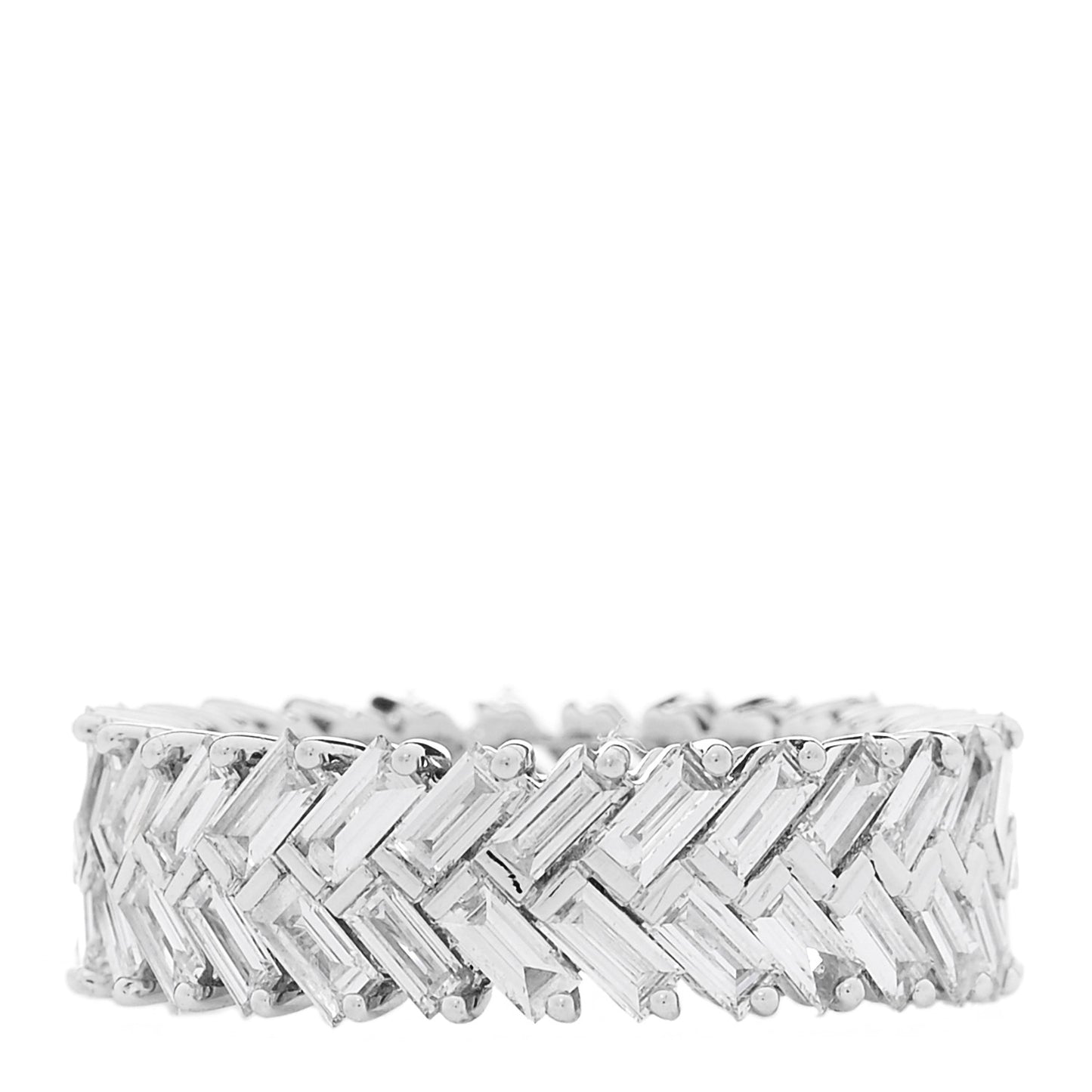 18K White Gold Diamond Zipper Ring 55 7.25