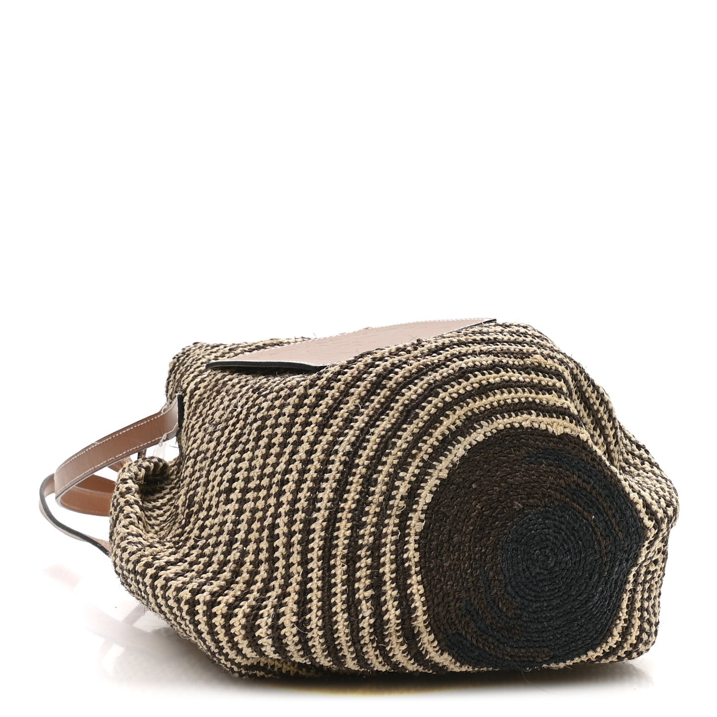 Paula's Ibiza Raffia Striped Round Basket Bag Natural Tan Multicolor