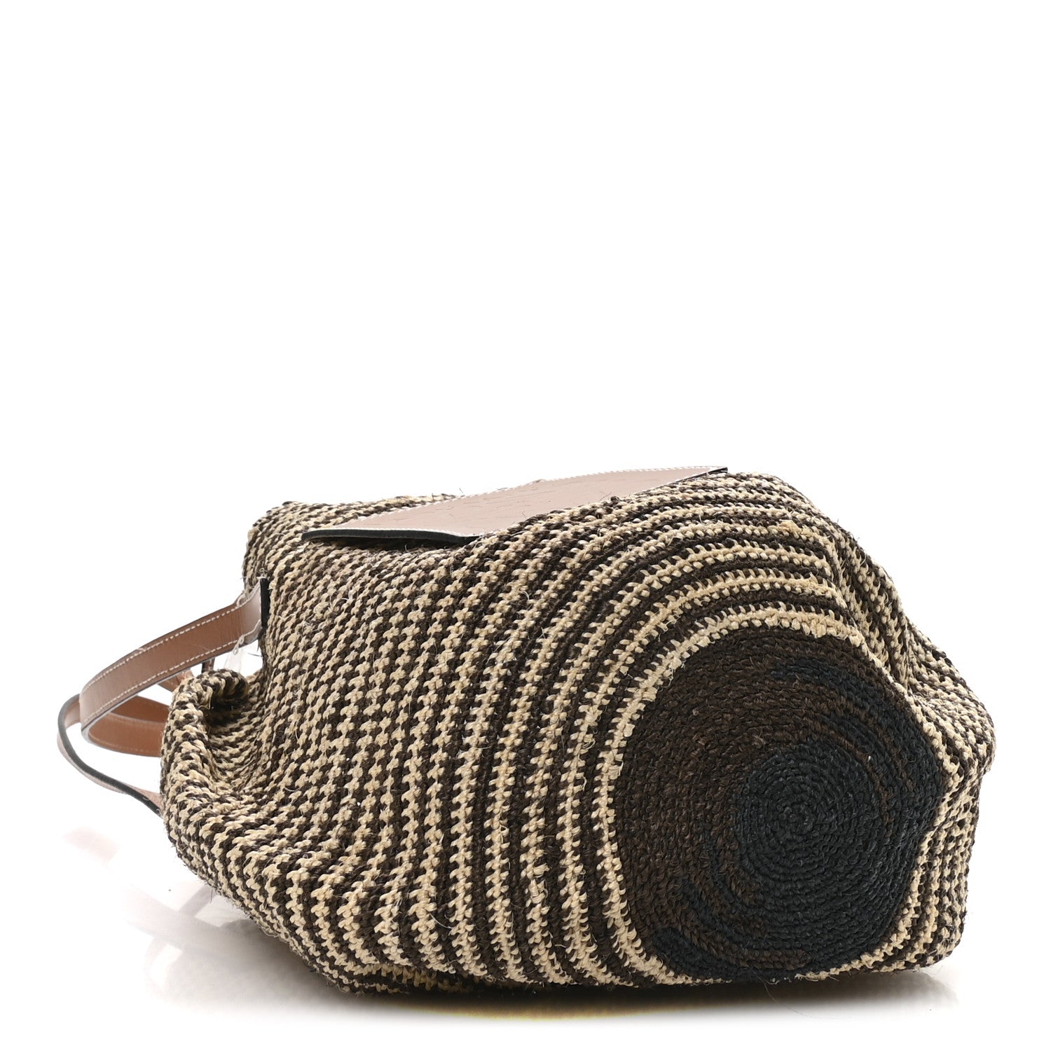 Loewe Paula's Ibiza Raffia Striped Round Basket Bag Natural Tan Multicolor 4 of 9