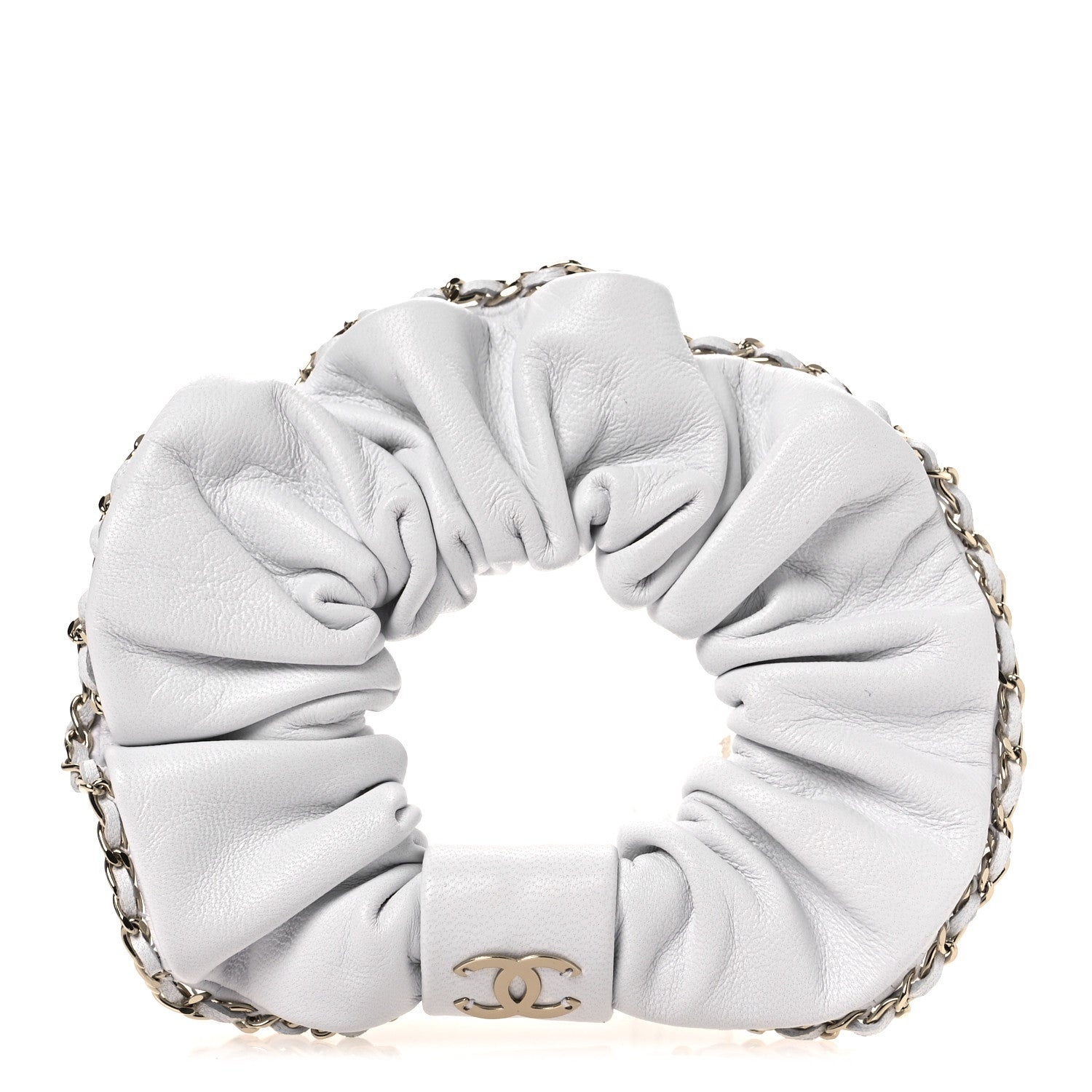 Chanel Lambskin Chain CC Hair Scrunchie White 1 of 5
