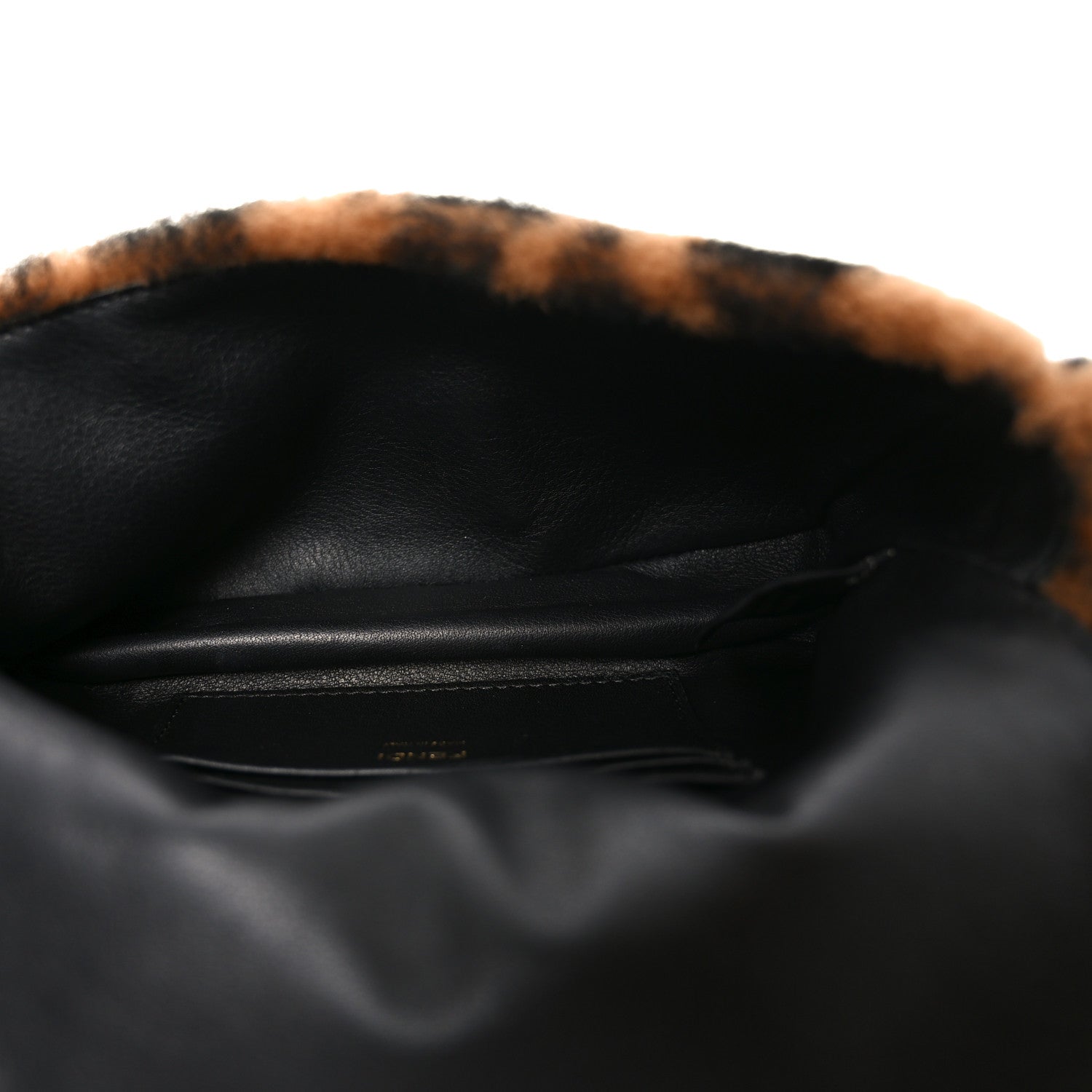 Fendi Shearling Vitello Dolce Macro FF 1974 Mini Baguette Tobacco Black 5 of 10