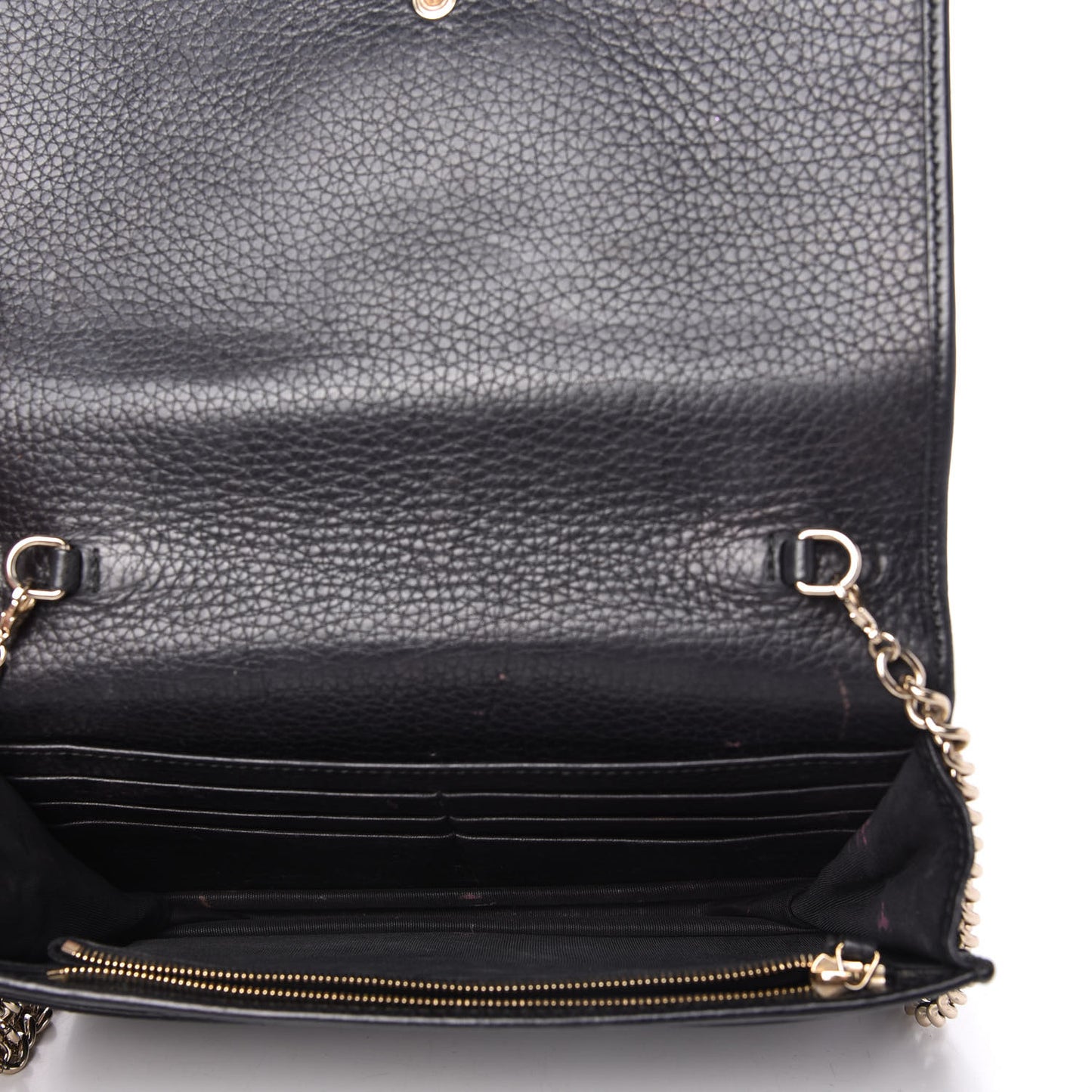 Pebbled Calfskin Soho Wallet on Chain Black