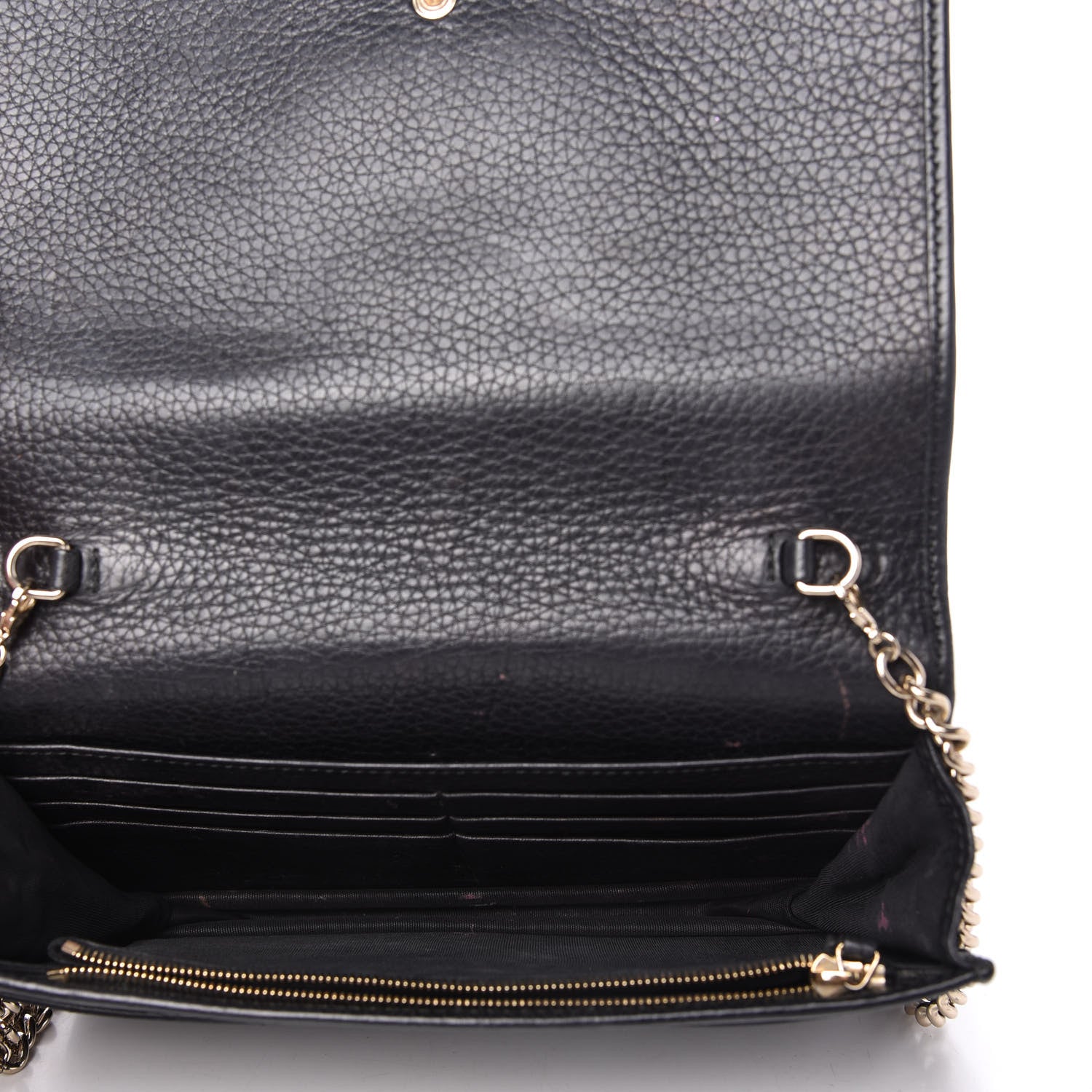 Gucci Pebbled Calfskin Soho Wallet on Chain Black 5 of 9