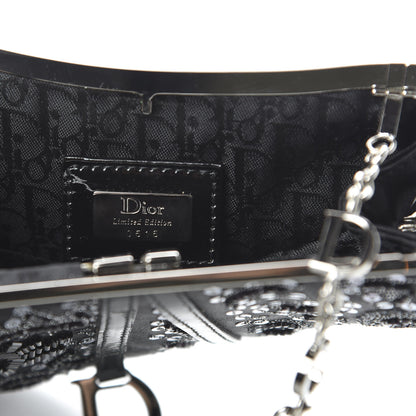 Christian Dior Satin Embroidered Mini Frame Saddle Black 8 of 9