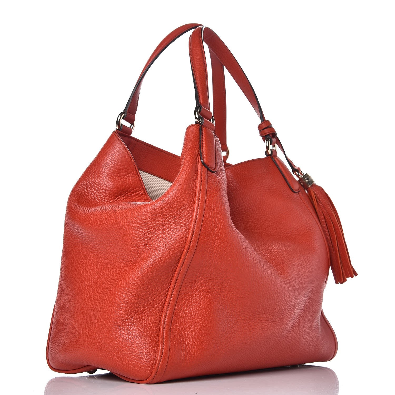 Gucci Pebbled Calfskin Medium Soho Shoulder Bag Sun Orange 3 of 7