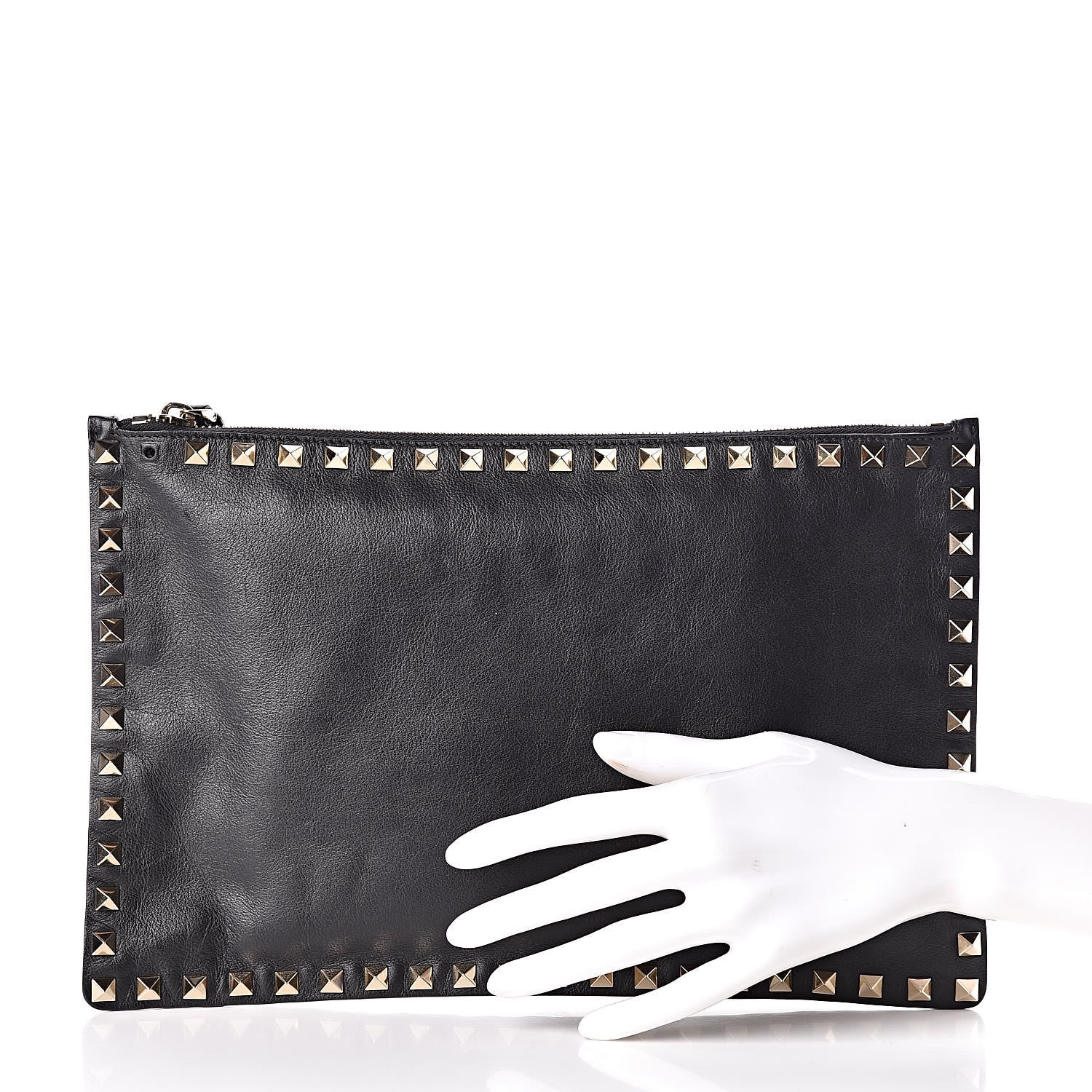 Valentino Garavani Vitello Large Rockstud Zip Pouch Black 2 of 7