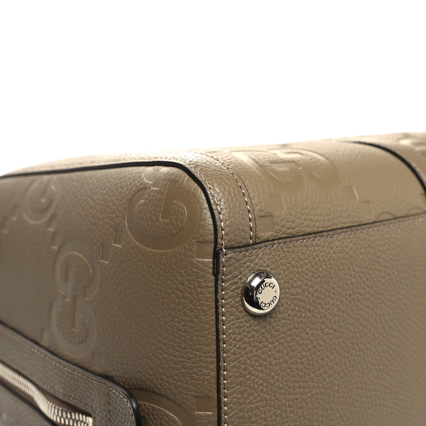 Piuma Calfskin Jumbo GG Embossed Large Duffle Bag Good Taupe