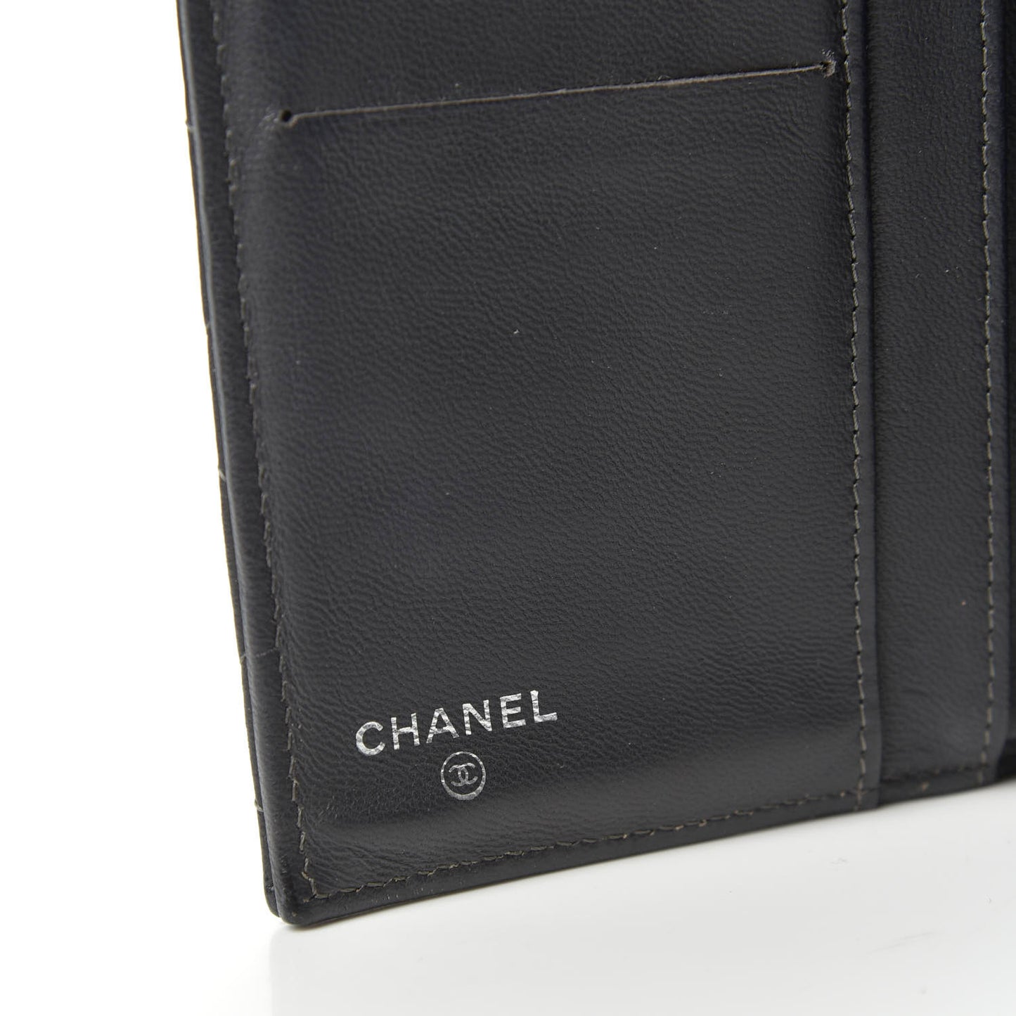 Lambskin Quilted Large Flap Wallet Grey