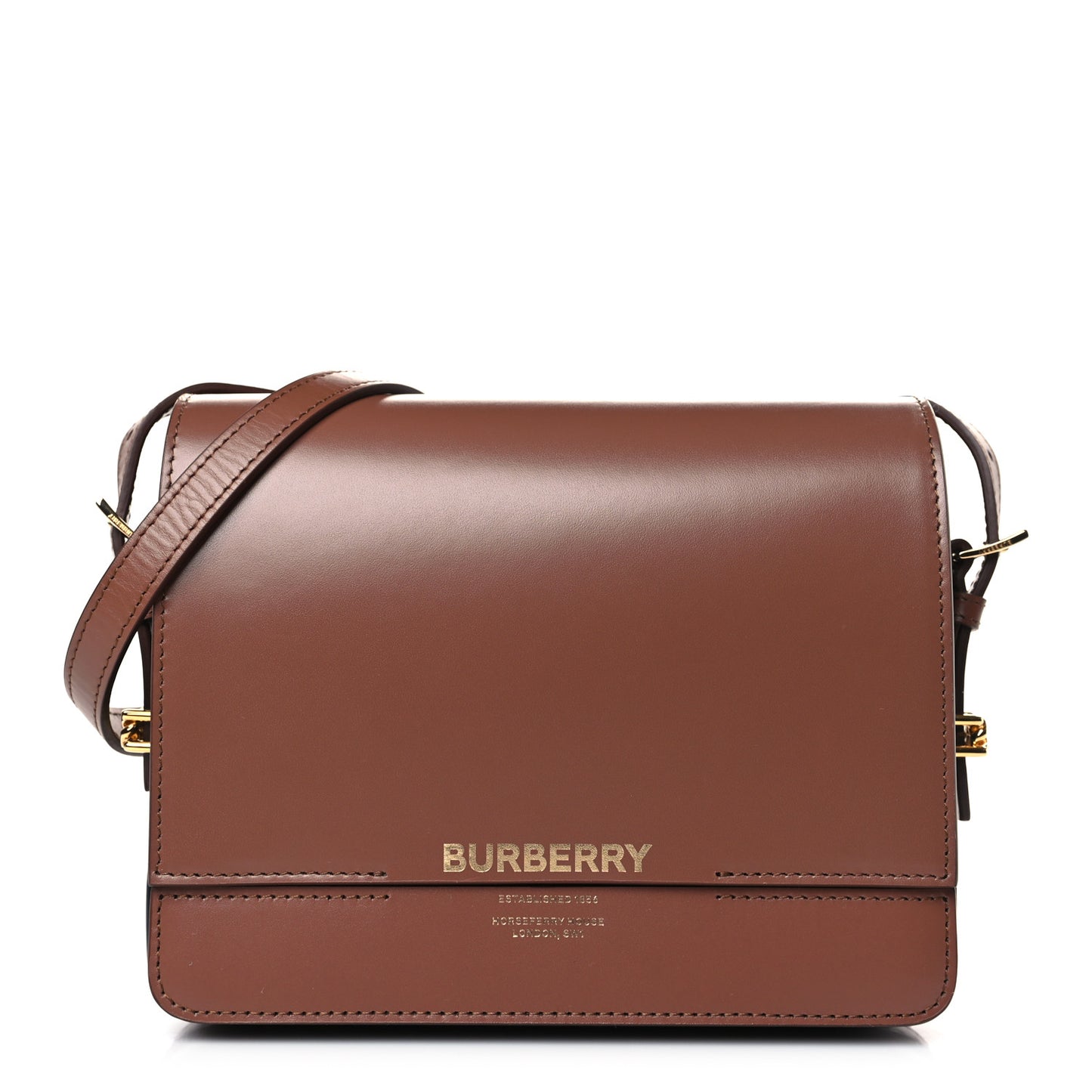 Smooth Calfskin Two Tone Small Grace Bag Malt Brown Black