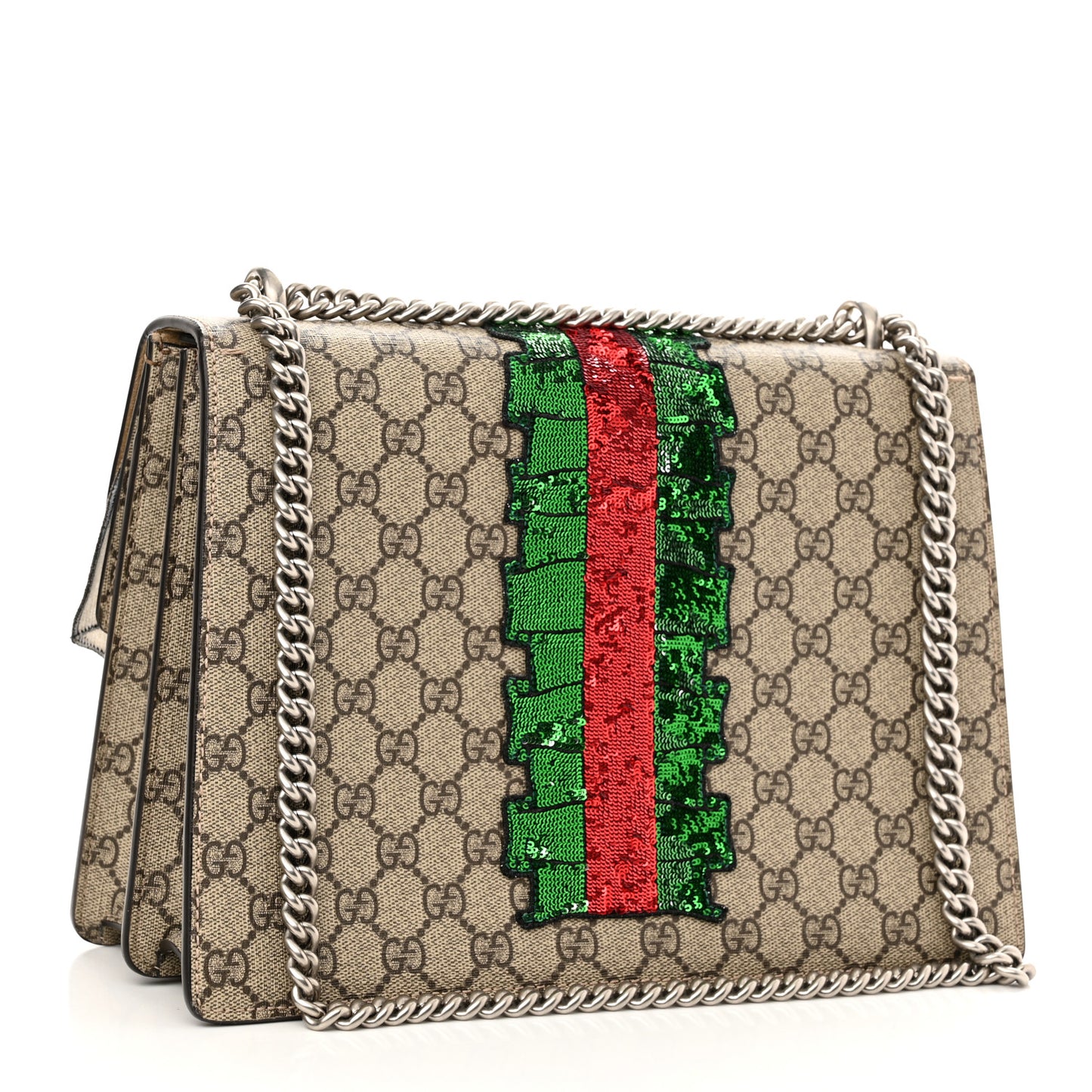 GG Supreme Monogram Lightning Embroidered Medium Dionysus Shoulder Bag Beige