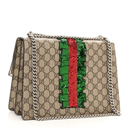 Gucci GG Supreme Monogram Lightning Embroidered Medium Dionysus Shoulder Bag Beige 3 of 11