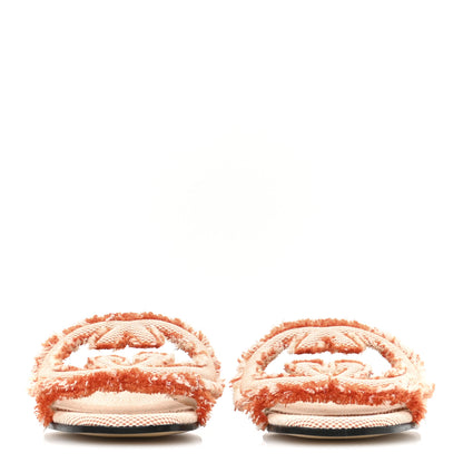 Gucci Canvas Interlocking G Bicolor Mountain Slide Sandals 35.5 Orange Natural 3 of 7