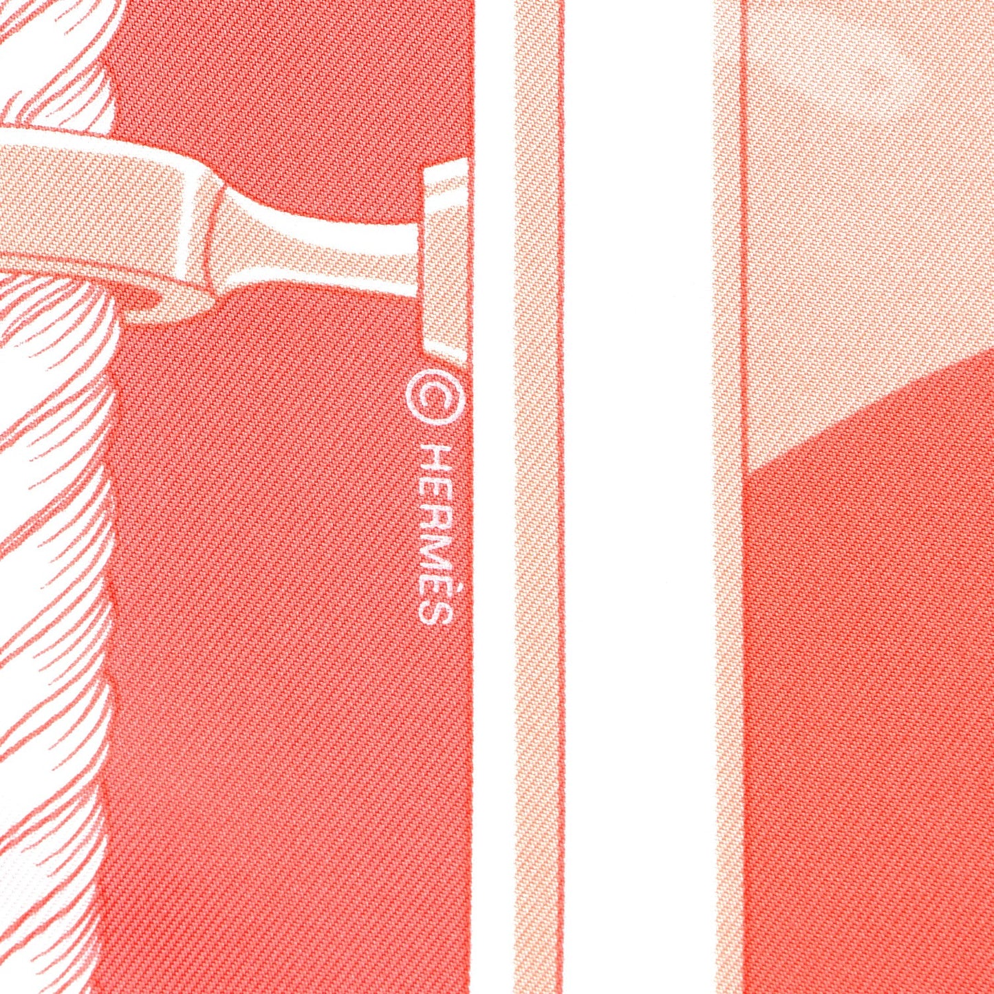 Silk Feux de Route Apercus la Nuit Scarf 90 Corail Blanc Saumon