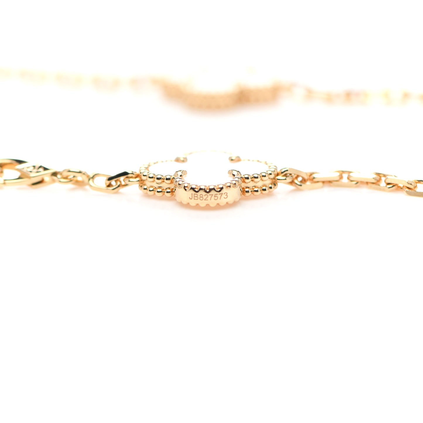 18K Yellow Gold Mother of Pearl 10 Motifs Vintage Alhambra Necklace