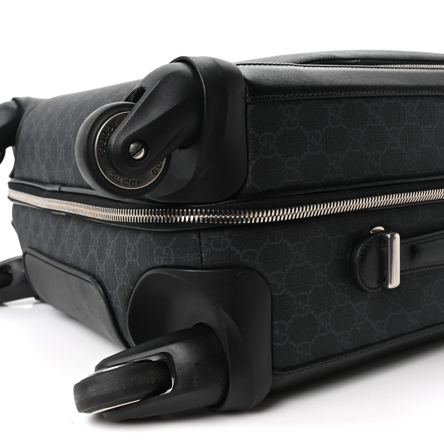 GG Supreme Monogram Four Wheel Suitcase Black Grey