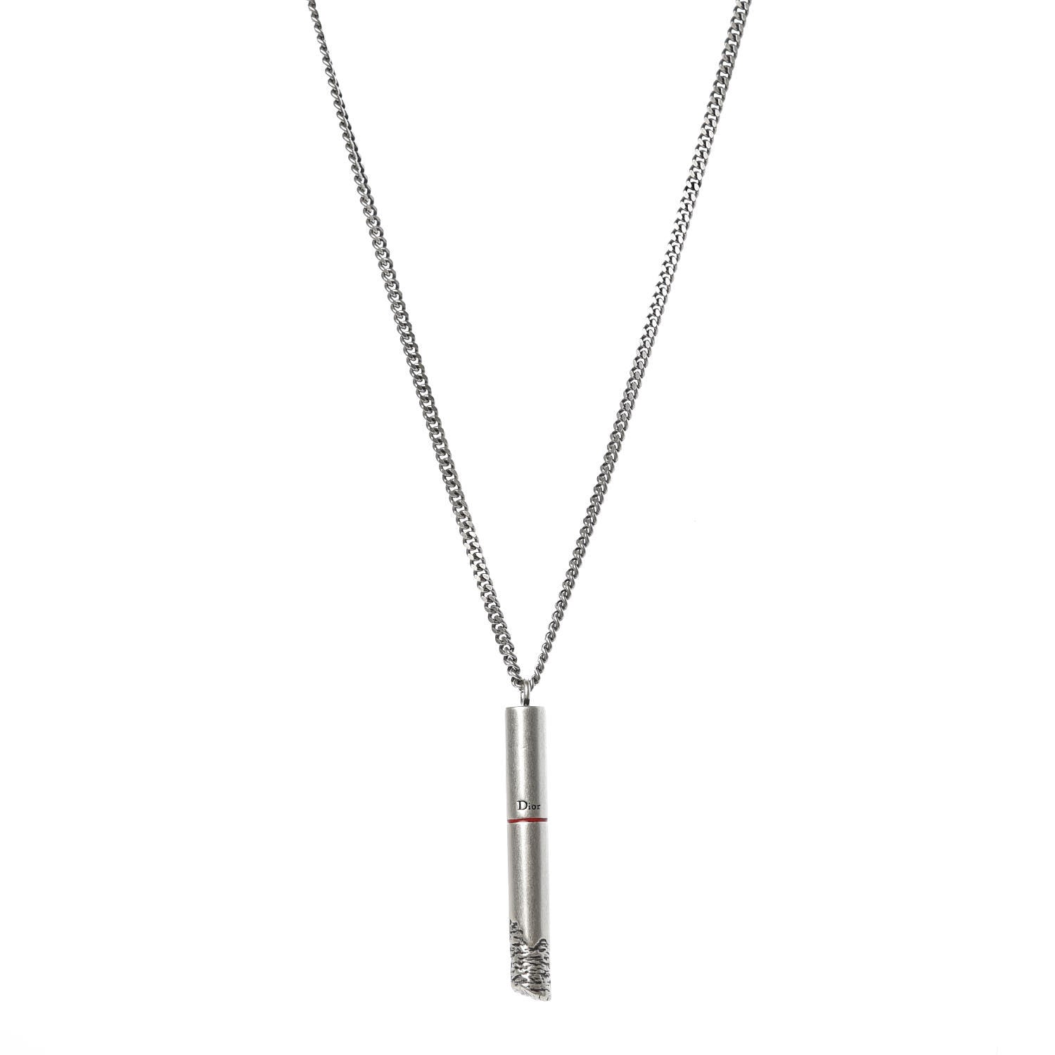 Christian Dior Metal Cigarette Necklace Silver 1 of 6