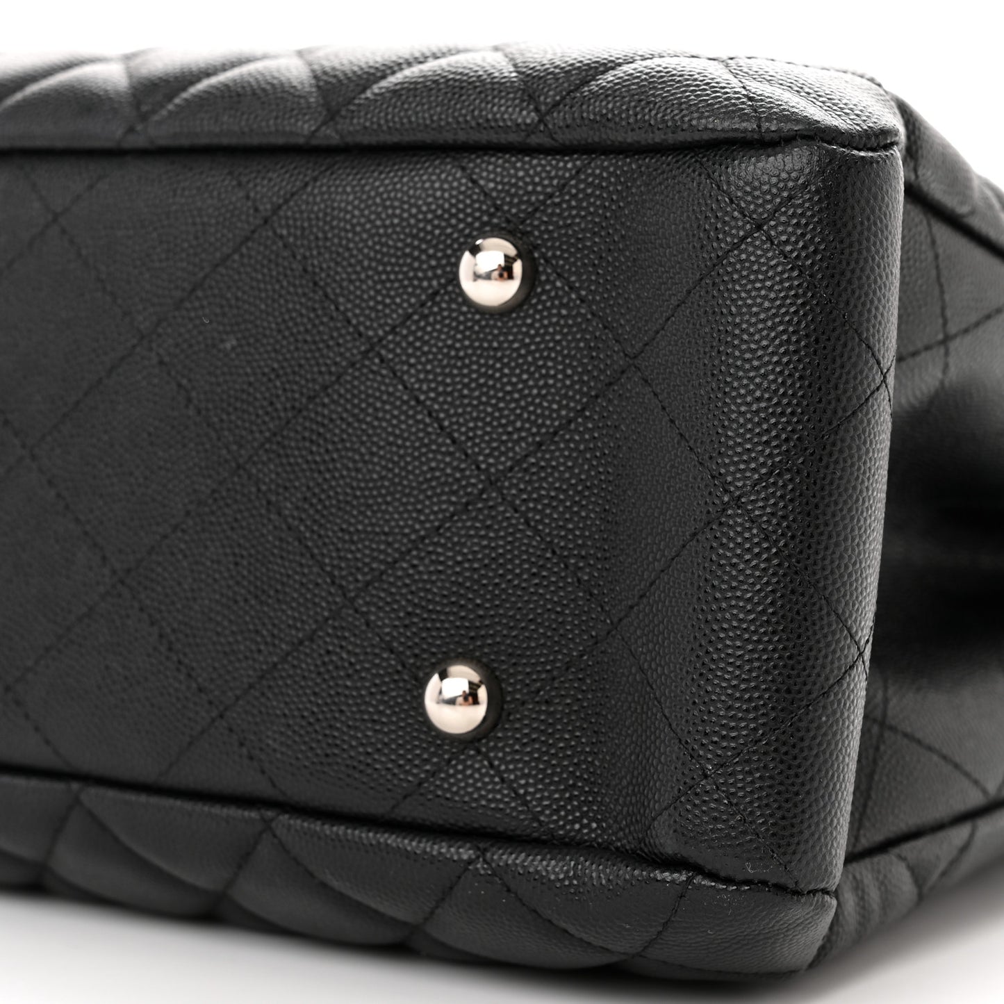 Caviar Quilted Large Shopping Tote Black