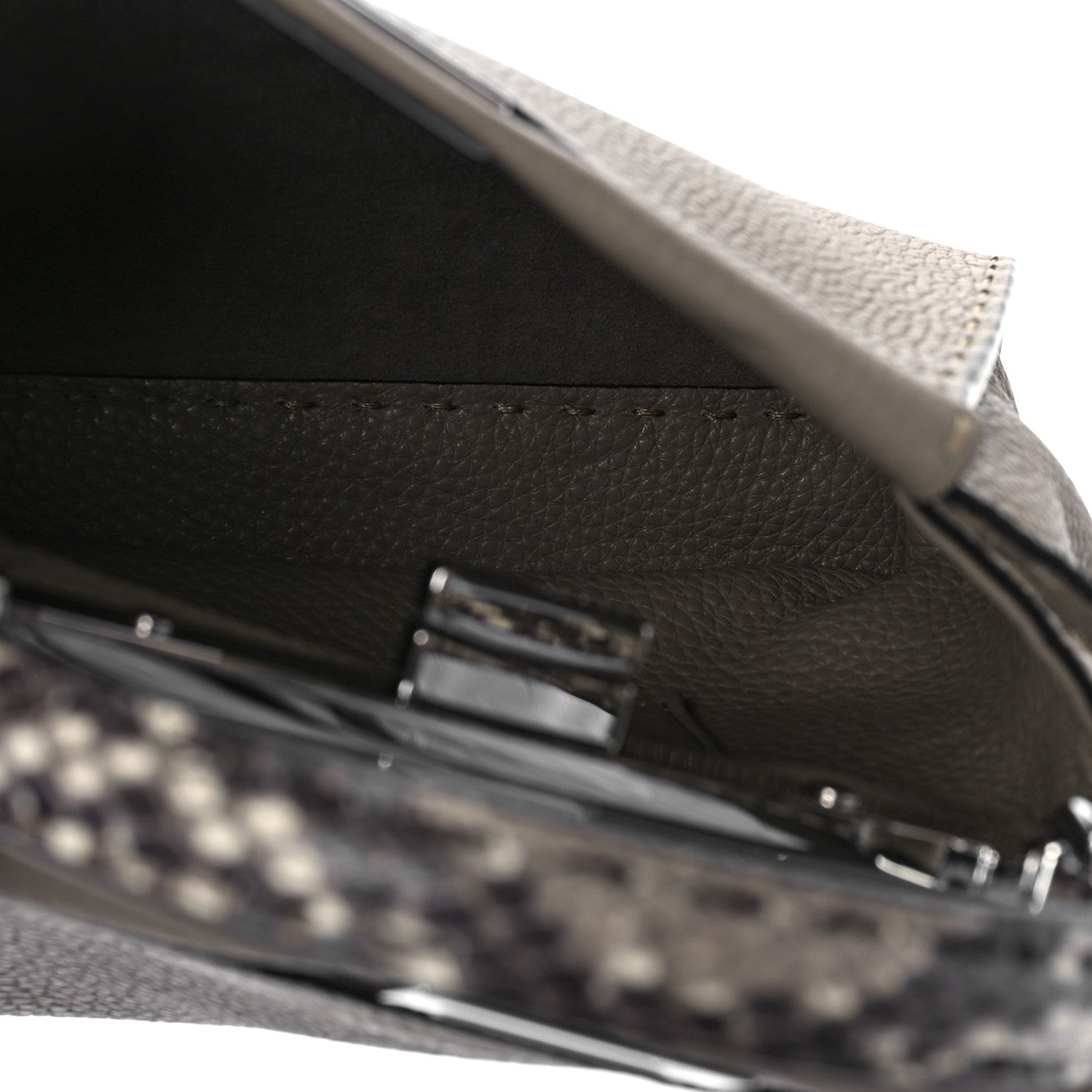 Fendi Cuoio Romano Snakeskin Selleria Mini Peekaboo Iconic Satchel Corda White 6 of 9